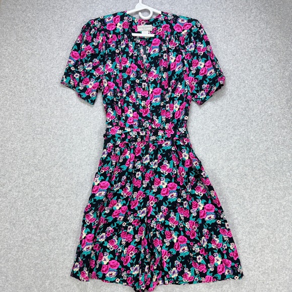 E.D. Michaels Pants - E.D. Michaels Floral Romper 9/10P Multicolor VTG 90s Cottagecore Shoulder Pads